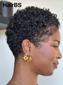 Special Offer Machine Made black pixie afro curly glueless wig 100% Human Hair