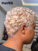 13x4 lace front Wig blonde pixie quick wave 100% Human Hair