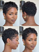 Special Offer Machine Made black pixie afro curly glueless wig 100% Human Hair
