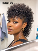 Easy to go bob Wig black curly wave mullet machine made 100% Human Hair