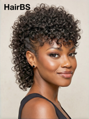 Easy to go bob Wig black curly wave mullet machine made 100% Human Hair