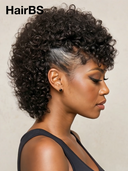 Easy to go bob Wig black curly wave mullet machine made 100% Human Hair