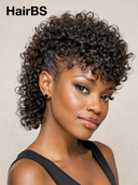 Easy to go bob Wig black curly wave mullet machine made 100% Human Hair