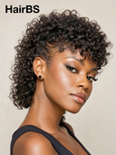 Easy to go bob Wig black curly wave mullet machine made 100% Human Hair