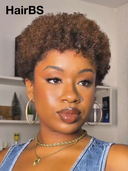 Special Offer Machine Made pixie cut wig afro curly brown 100% Human Hair