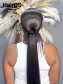 Pre-styled Updo 13x4 Lace Front Wig straight 26 inch Natural Black 100% Human Hair