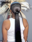 Pre-styled Updo 13x4 Lace Front Wig straight 26 inch Natural Black 100% Human Hair