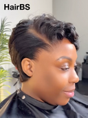 Full lace Pixie cut Wig Natural Black side part 100% Human Hair