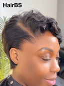 Full lace Pixie cut Wig Natural Black side part 100% Human Hair