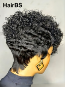 Ready to Go Glueless Wig curly wave pixie black Machine Made 100% Human Hair