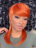 Half-price Wig orange straight mullet machine made 100% Human Hair