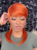 Half-price Wig orange straight mullet machine made 100% Human Hair