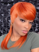 Half-price Wig orange straight mullet machine made 100% Human Hair