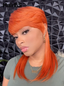 Half-price Wig orange straight mullet machine made 100% Human Hair