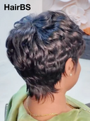 Machine Made $69.99 pixie cut wig black quick wave 100% Human Hair