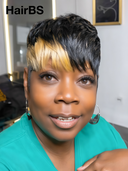 Machine Made straight pixie cut wig honey highlight 100% Human Hair