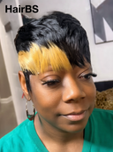 Machine Made straight pixie cut wig honey highlight 100% Human Hair