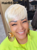 Ready to Go Glueless Wig pixie blonde straight Machine Made 100% Human Hair