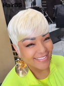 Ready to Go Glueless Wig pixie blonde straight Machine Made 100% Human Hair