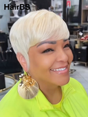 Ready to Go Glueless Wig pixie blonde straight Machine Made 100% Human Hair