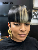 Machine Made straight blonde highlight pixie cut wig Hairstylist's Cut 100% Human Hair