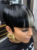 Machine Made straight blonde highlight pixie cut wig Hairstylist's Cut 100% Human Hair