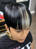 Machine Made straight blonde highlight pixie cut wig Hairstylist's Cut 100% Human Hair