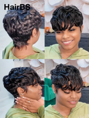 Machine Made $69.99 pixie cut wig black quick wave 100% Human Hair