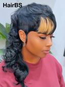 Half-price Wig mullet machine made quick wave 100% Human Hair