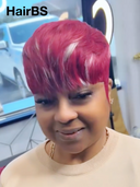 Machine Made straight pixie cut wig rouge highlight 100% Human Hair