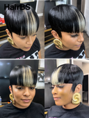 Machine Made straight blonde highlight pixie cut wig Hairstylist's Cut 100% Human Hair