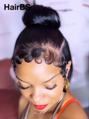 13x4 Lace Front Wig Natural Black Straight bob Pre-styled Updo  8 inch 100% Human Hair