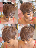 Special Offer Machine Made straight pixie cut wig brown 100% Human Hair