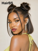 Pre-styled Updo 13x4 Lace Front Wig straight bob 12 inch black 100% Human Hair