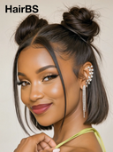 Pre-styled Updo 13x4 Lace Front Wig straight bob 12 inch black 100% Human Hair