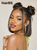 Pre-styled Updo 13x4 Lace Front Wig straight bob 12 inch black 100% Human Hair