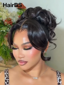 Lace Front updo Bridal Collection 20 Inch Body Wave Romantic Bun Natural Black #1B Virgin Human Hair