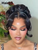 Lace Front updo Bridal Collection 20 Inch Body Wave Romantic Bun Natural Black #1B Virgin Human Hair