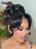 Lace Front updo Bridal Collection 20 Inch Body Wave Romantic Bun Natural Black #1B Virgin Human Hair