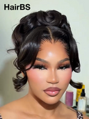 Lace Front updo Bridal Collection 20 Inch Body Wave Romantic Bun Natural Black #1B Virgin Human Hair