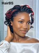 Promotion 13x4 lace front Wig burgundy highlight quick weave 100% Human Hair