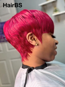 Machine Made straight pixie cut wig rouge Glueless wig 100% Human Hair