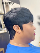 Machine Made blue highlight straight pixie cut wig  100% Human Hair