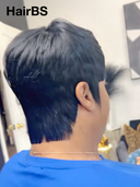 Machine Made blue highlight straight pixie cut wig  100% Human Hair