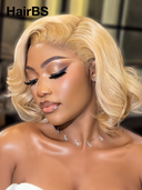 13x4 lace front BOB EGG wave blonde 10 inch 100% Human Hair