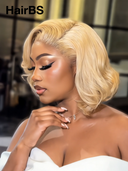 13x4 lace front BOB EGG wave blonde 10 inch 100% Human Hair