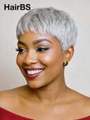 Ready to Go Glueless Wig pixie sliver grey straight Machine Made 100% Human Hair
