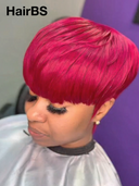 Machine Made straight pixie cut wig rouge Glueless wig 100% Human Hair