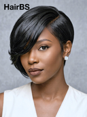 13x4 lace front straight pixie cut wig black 100% Human Hair