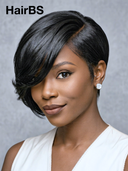 13x4 lace front straight pixie cut wig black 100% Human Hair